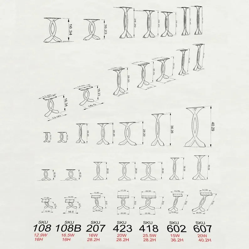 Bench Legs 108B Curva 16.2" H Modern Steel Furniture Legs