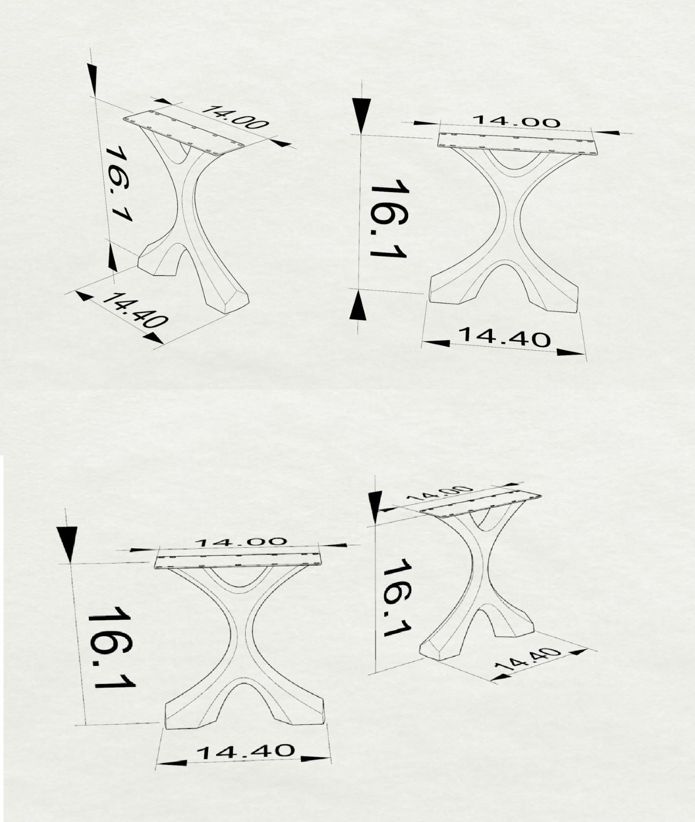 Coffee Table Legs 120 Xavier 16.1" H Metal X-shaped Furniture