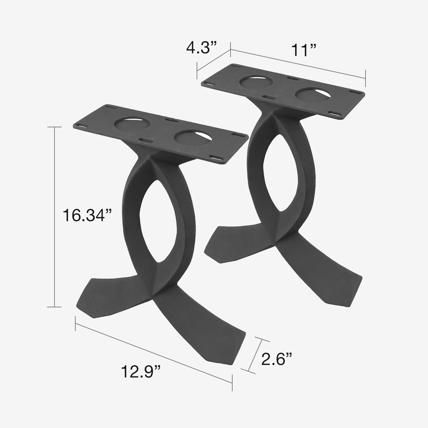 Bench Legs 108/128 Curva 16" H Curved Metal Furniture Legs