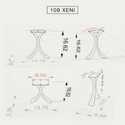 Bench Legs 109 Xeni 16.6" H Mid-Century Modern Style DIY