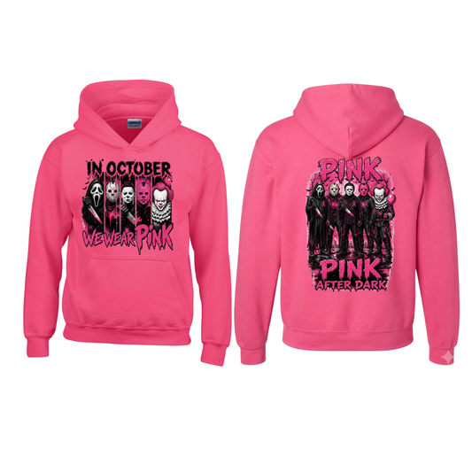 Heliconia Horror October Hoodie - In October We Wear Pink Halloween Pullover Hoodie