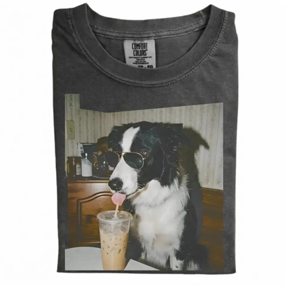 Dog Iced Coffee Tee – Vintage 90s Funny Edgy Dog Meme Shirt