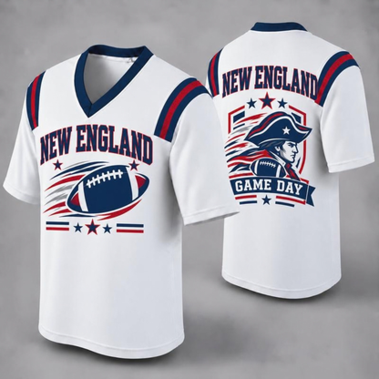 Unisex Football Fan Jersey - White V-Neck Mesh Game Day Shirt (32 Teams)