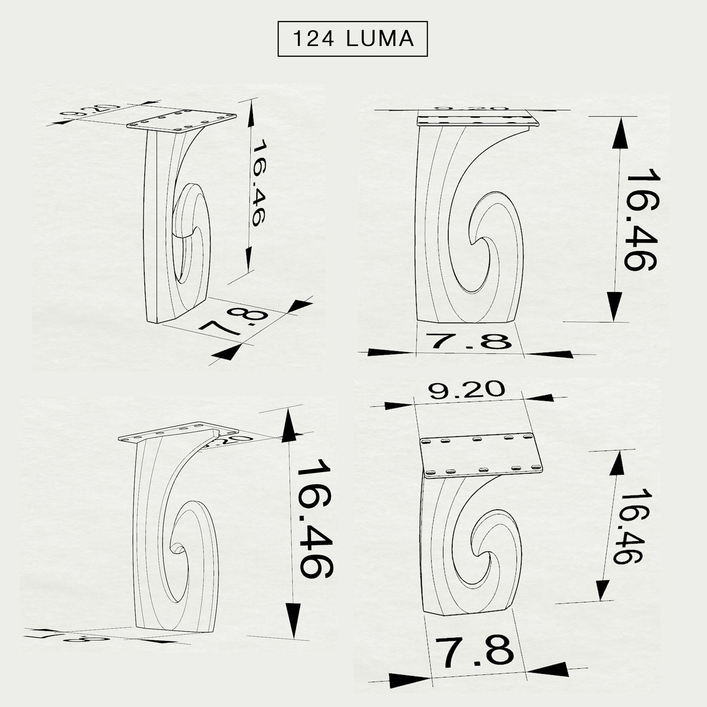 Bench Legs 124 Luma 16.5" H Modern Metal Furniture Design Ideas