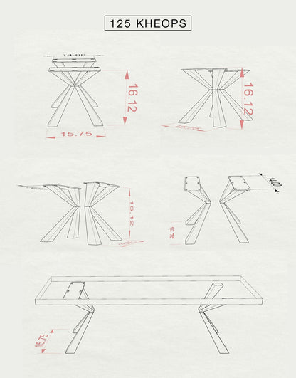 Coffee Table Legs 125 Kheops 16.1" H Modern Metal Furniture
