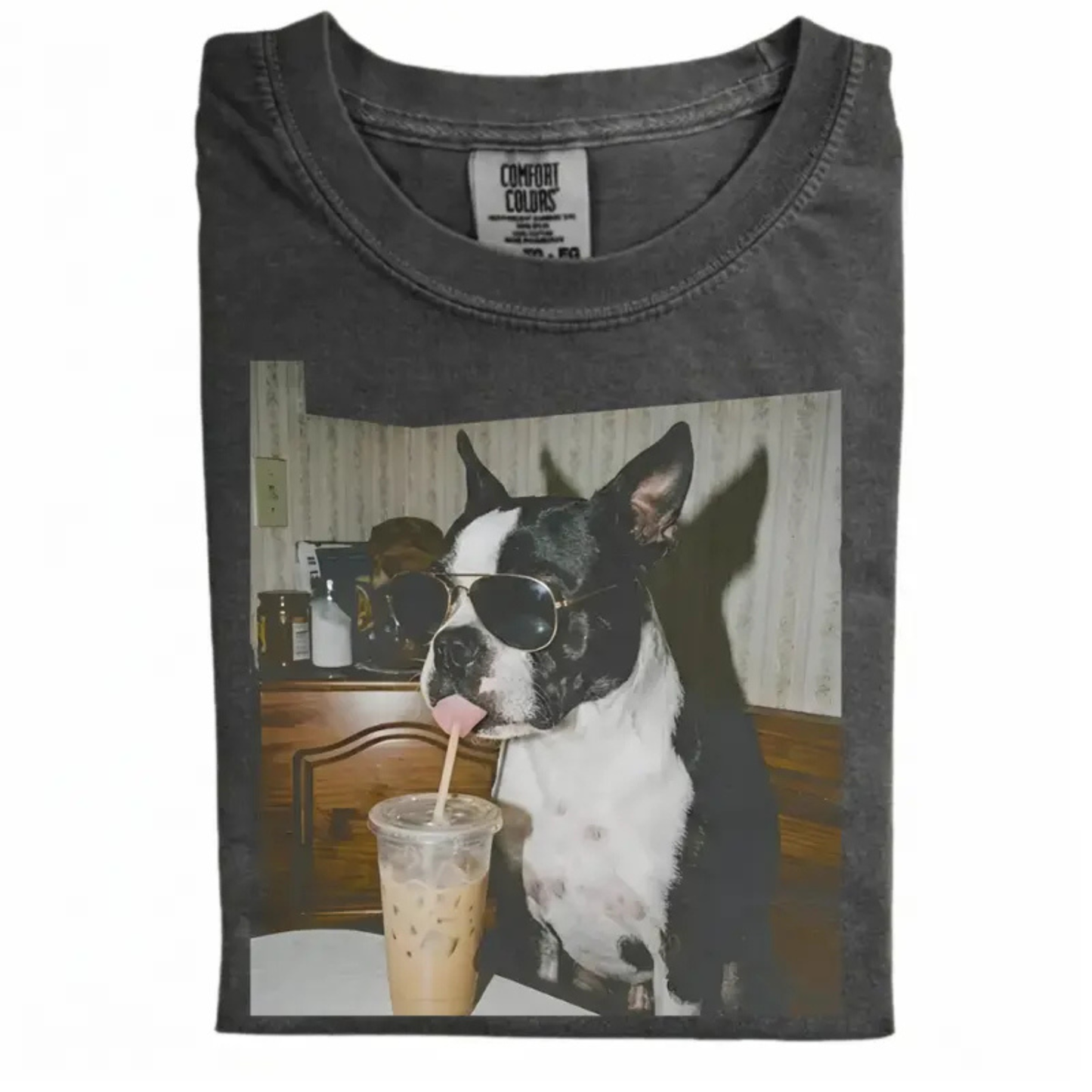Dog Iced Coffee Tee – Vintage 90s Funny Edgy Dog Meme Shirt