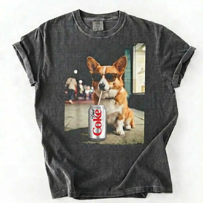 Dogs Drinking Diet Soda T-Shirt – Retro Golden Retriever Graphic Tee