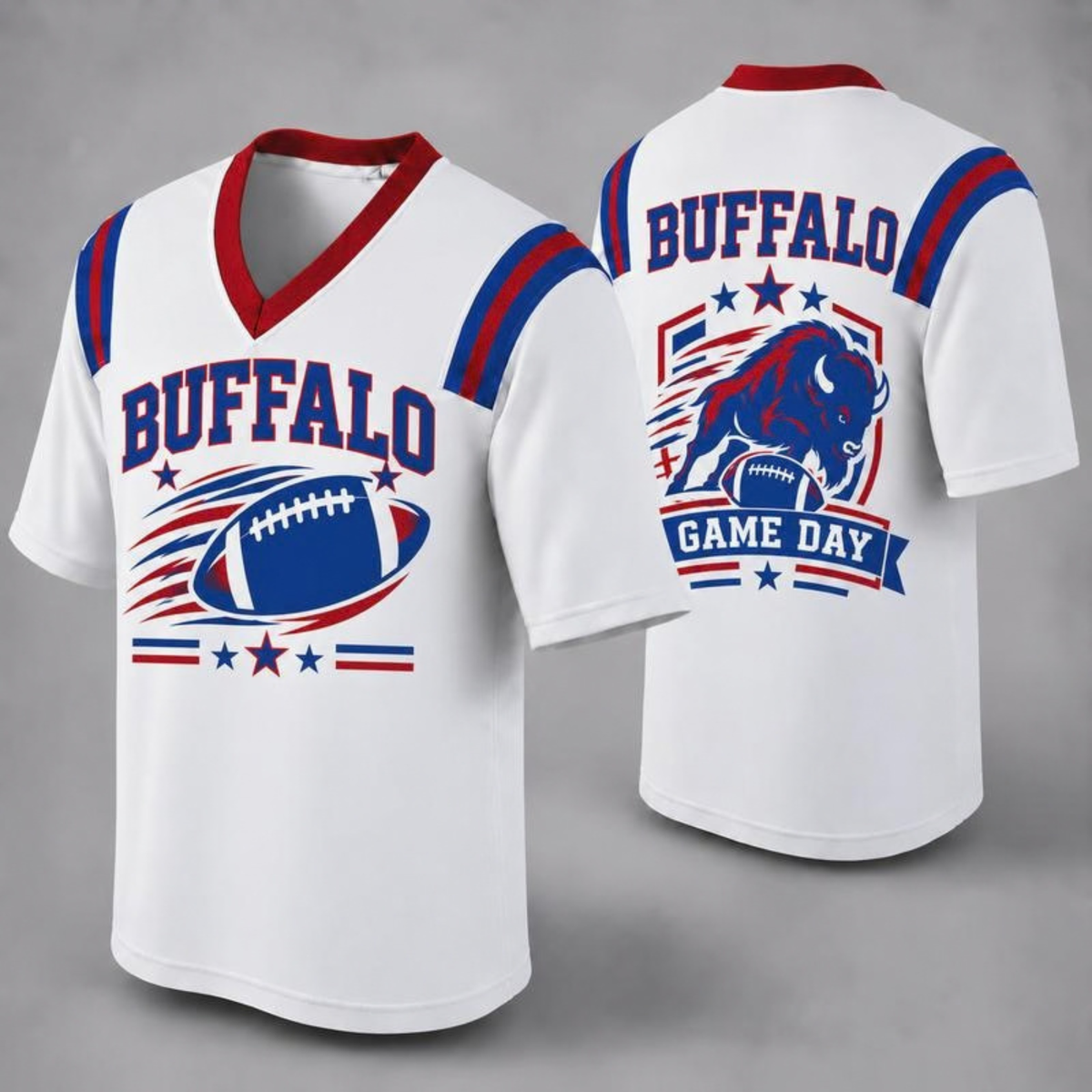 Unisex Football Fan Jersey - White V-Neck Mesh Game Day Shirt (32 Teams)