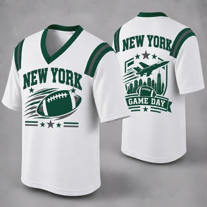 Unisex Football Fan Jersey - White V-Neck Mesh Game Day Shirt (32 Teams)