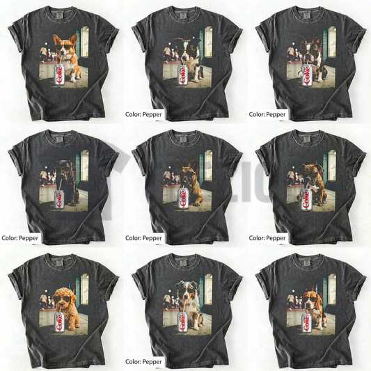 Dogs Drinking Diet Soda T-Shirt – Retro Golden Retriever Graphic Tee