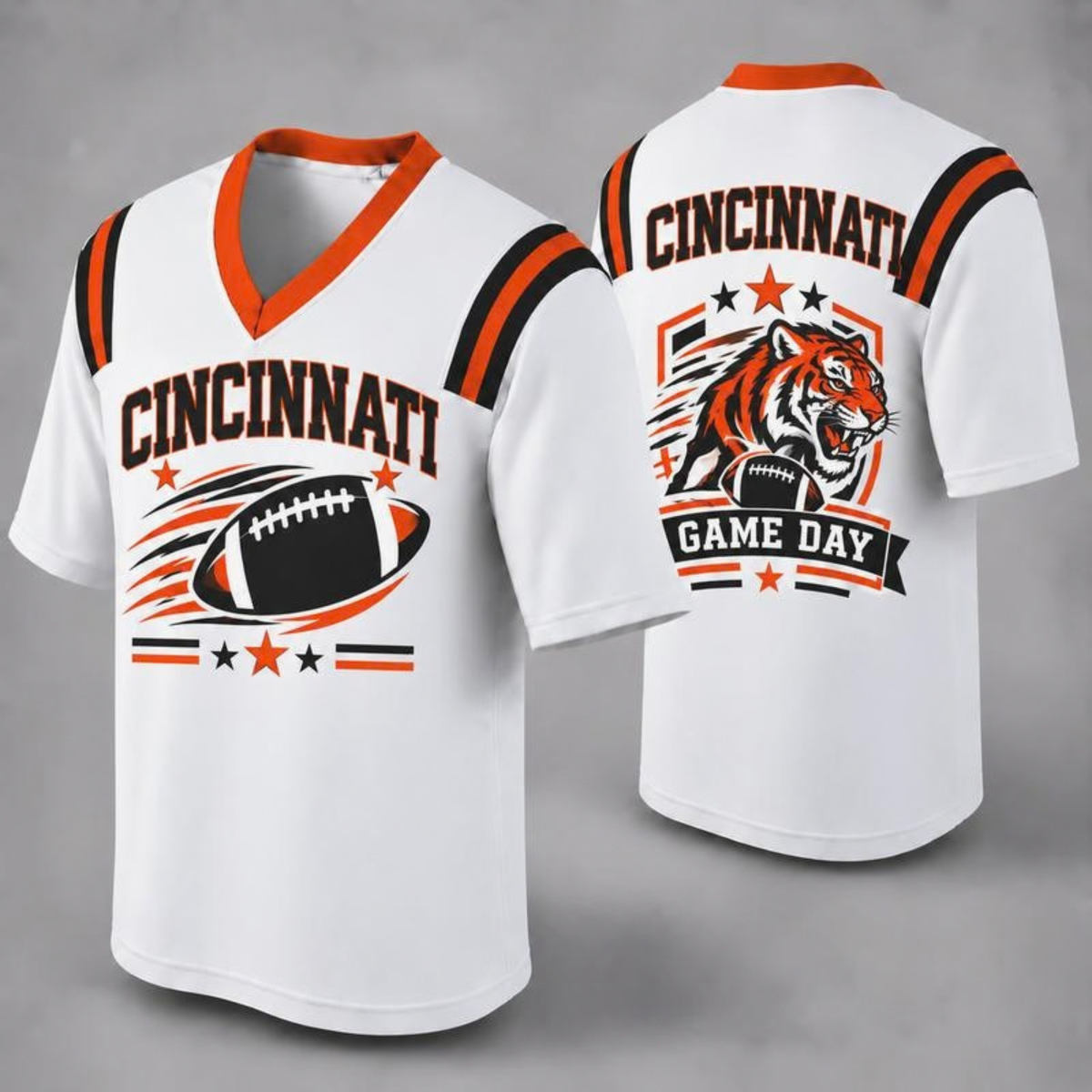 Unisex Football Fan Jersey - White V-Neck Mesh Game Day Shirt (32 Teams)