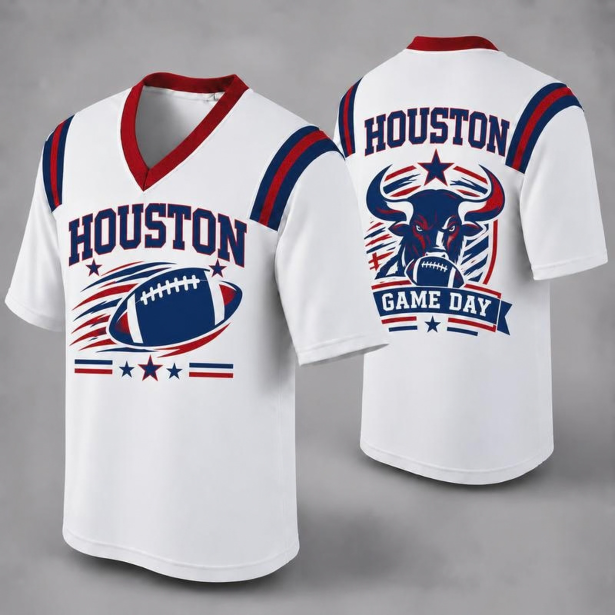 Unisex Football Fan Jersey - White V-Neck Mesh Game Day Shirt (32 Teams)