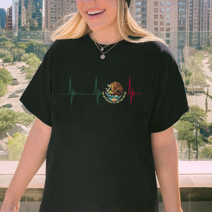 Mexico Heartbeat Heritage T-Shirt – Iconic Mexican Pride Graphic Tee, Premium 100% Cotton Viva Mexico Pulse Top, Made in USA