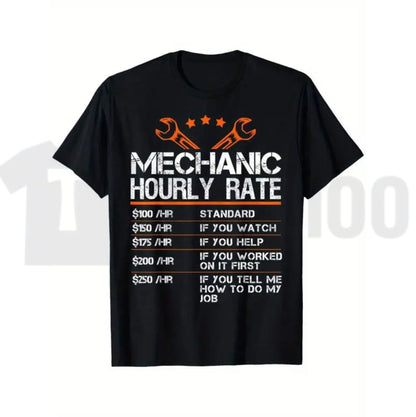 Mechanic Hourly Rate Funny Auto Repair Labor Rates Summer Graphic T-Shirt