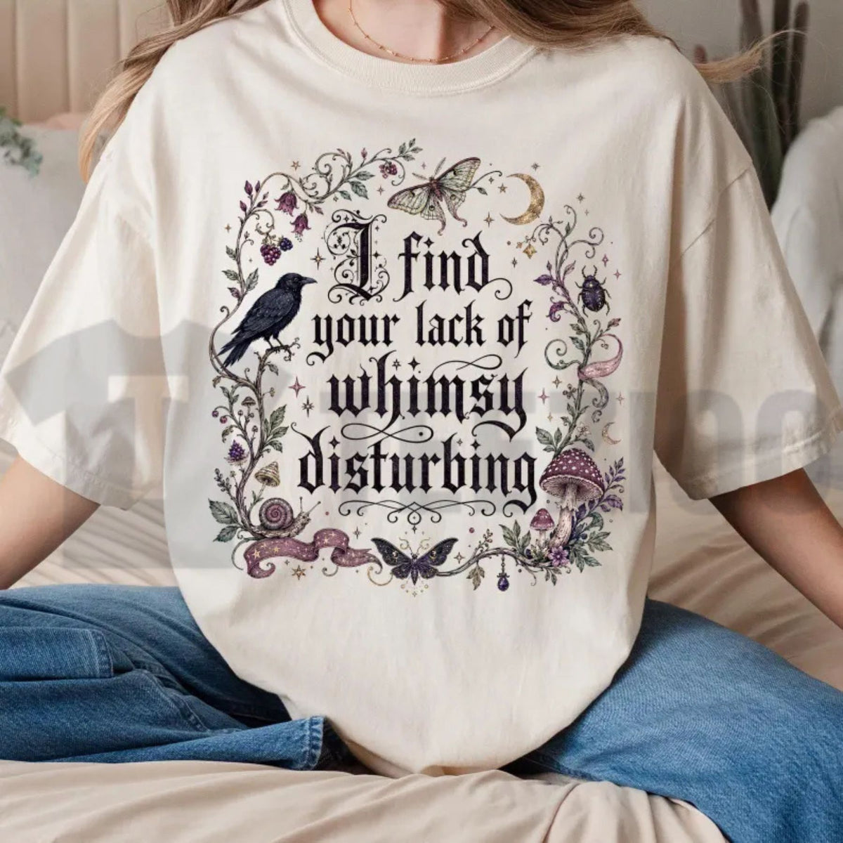 Lack of Whimsy Crow Fall Comfort Colors Shirt – Witchy Celestial Moth Tee