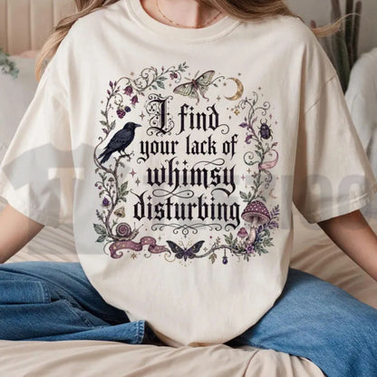 Lack of Whimsy Crow Fall Comfort Colors Shirt – Witchy Celestial Moth Tee