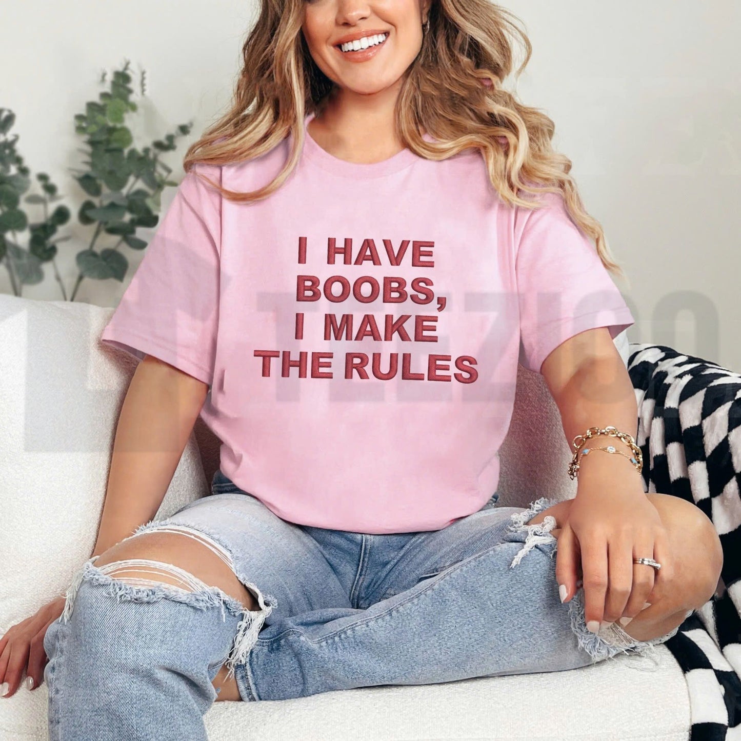 Girl Power "I Have Boobs I Make The Rules" Embroidered Shirt – Bold Statement Tee for Her