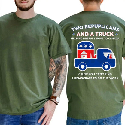 Two Republicans And A Truck Funny Political Move To Canada Graphic T-Shirt