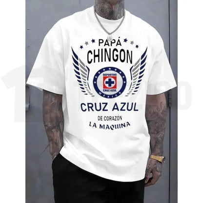 Cruz Azul "Papa Chingon" Graphic Tee – Funny Soccer Dad T-Shirt, Latino Father’s Day Gift Shirt