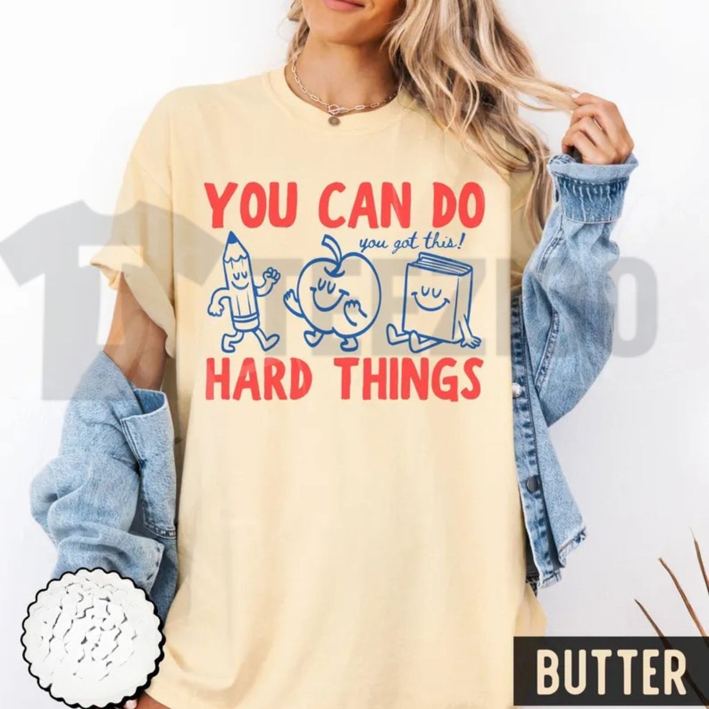 You Can Do Hard Things Comfort Colors Shirt – Cute Retro Doodles Teacher Tee