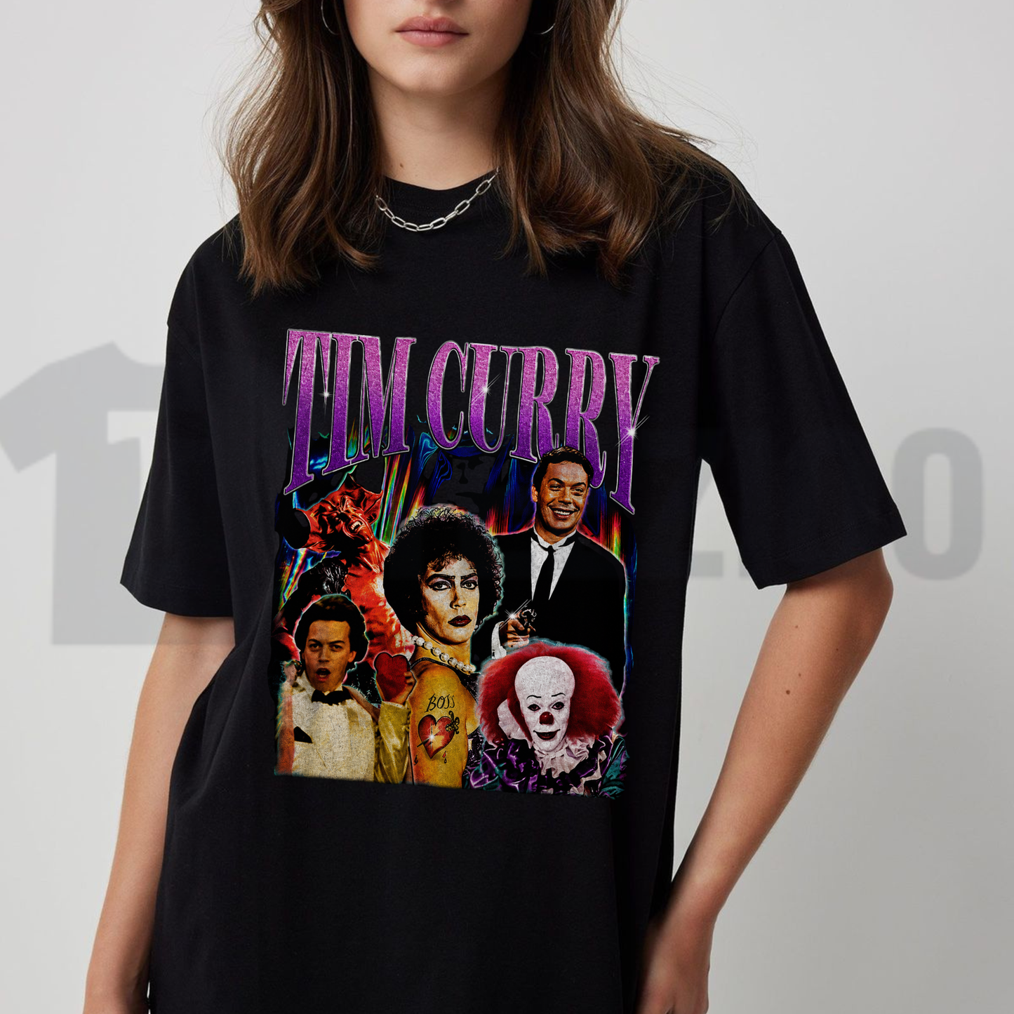 Vintage 90s Tim Curry Bootleg Graphic Shirt – Retro Actor Nostalgia Apparel