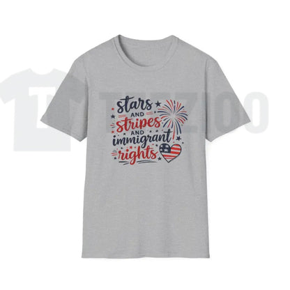 Stars and Stripes Immigrant Rights Patriotic 4th of July T-Shirt