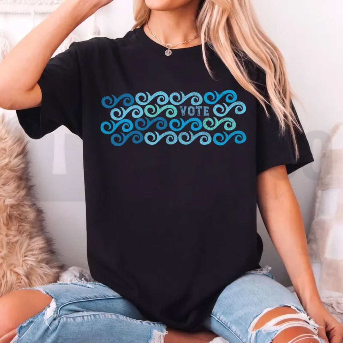 Democratic Election Top – Vote Blue Waves Political Graphic Apparel