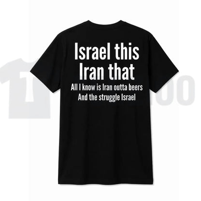 Humorous Beer Pun Graphic Top – Funny Back Print Iran Outta Beers Apparel