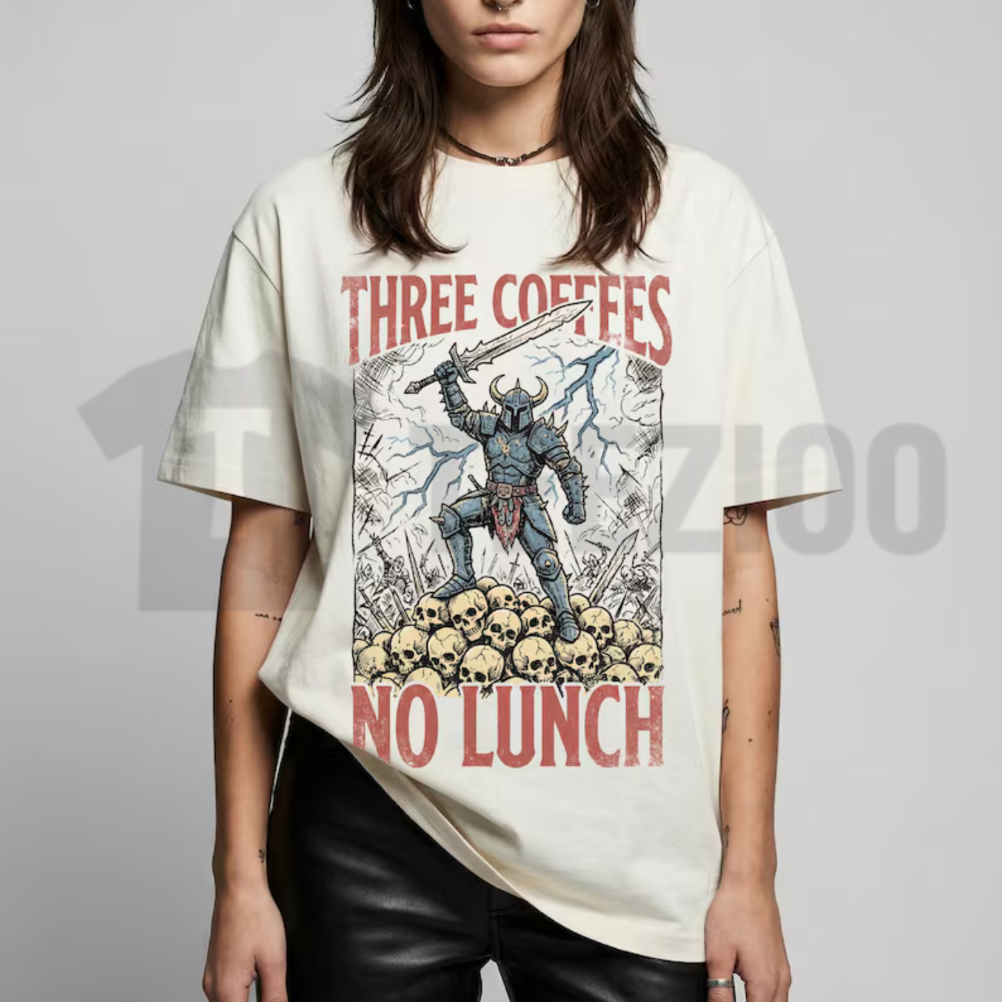 Three Coffees No Lunch Comfort Colors Shirt – Funny Dark Humor Work Tee