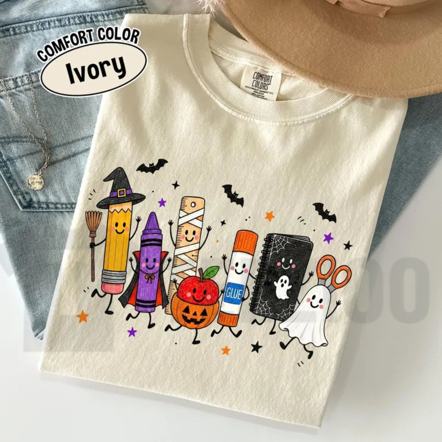 Comfort Colors Halloween Teacher Shirt – Spooky School Supplies Ghost Tee