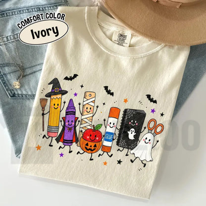 Comfort Colors Halloween Teacher Shirt – Spooky School Supplies Ghost Tee