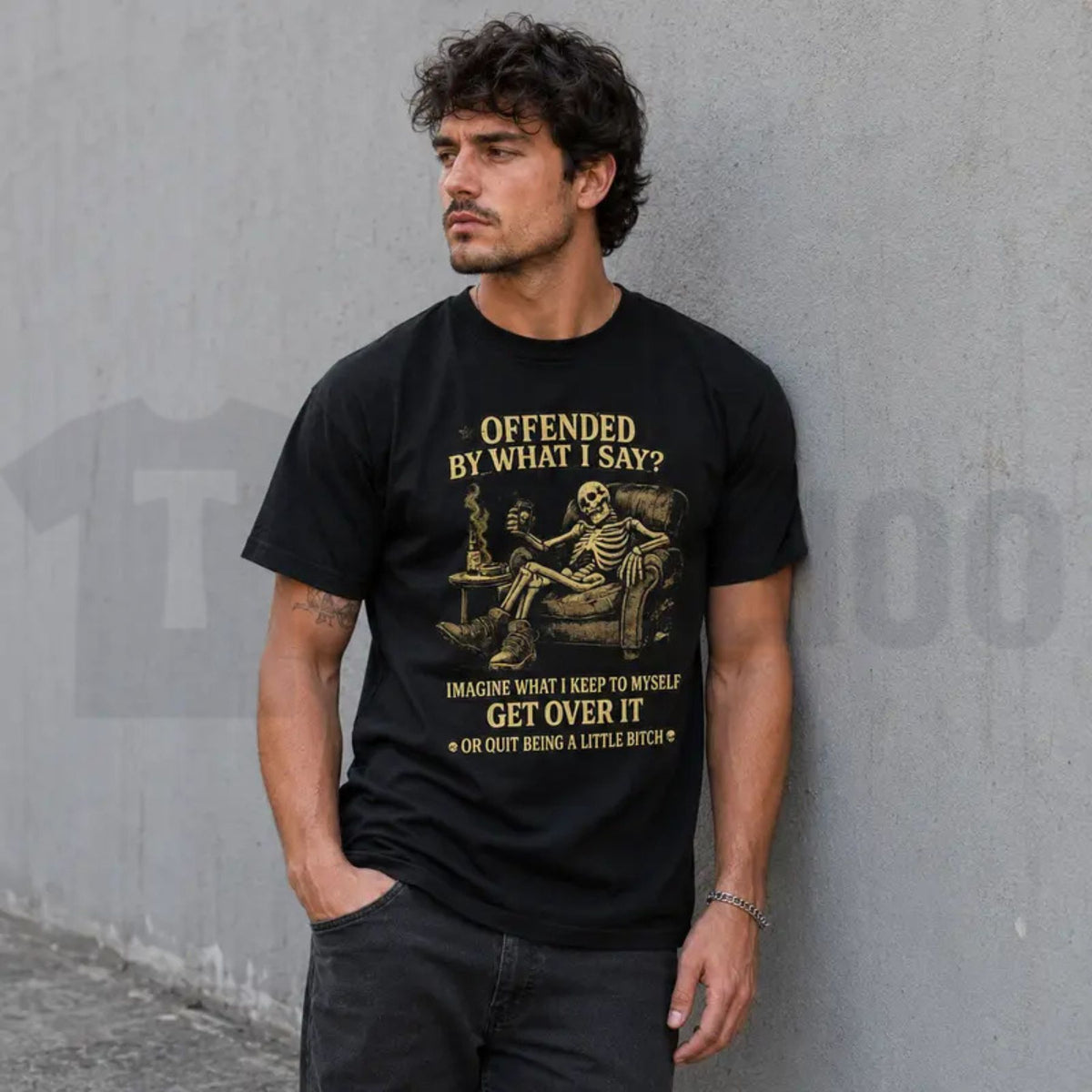 Sarcastic Skeleton Top – Men's Pure Cotton Beer Humorous Art Graphic Apparel