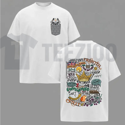 Classic Cult Comedy Top – Monty Python French Castle Double-Sided Movie Quote Graphic Apparel