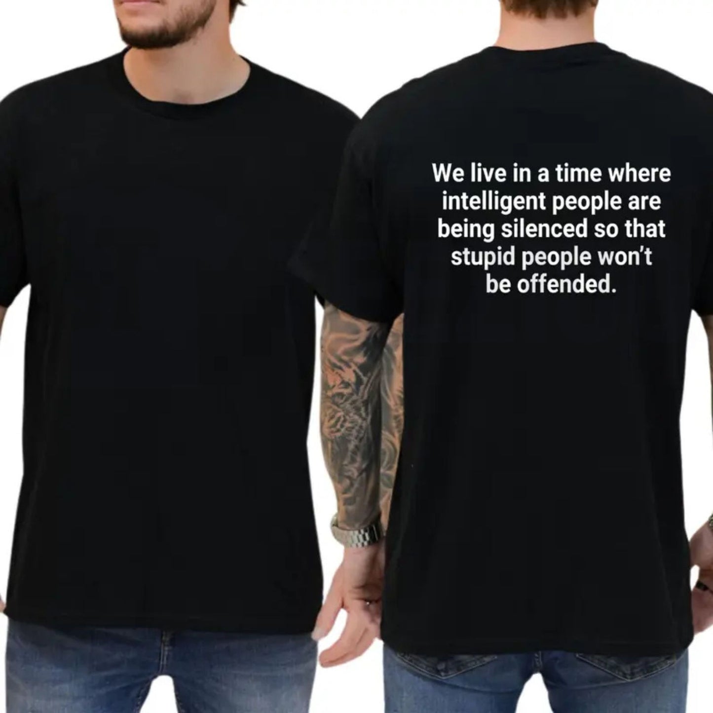 We Live In A Time Graphic T-Shirt – Funny Sarcastic Quote Tee, Skeptical Intelligent People Are Being Silenced Urban Top