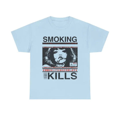 "Smoking Kills" Manga Style T-Shirt – Retro Anime Aesthetic Graphic Tee, Unisex Cotton Shirt
