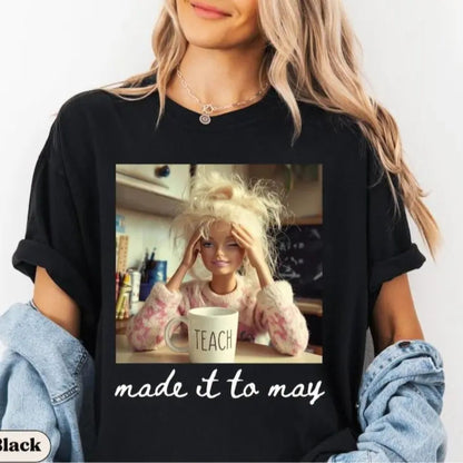 Comfort Colors Last Day of School Teacher T-Shirt – Funny Doll Face Meme Graphic Tee, Summer Break Humor Shirt