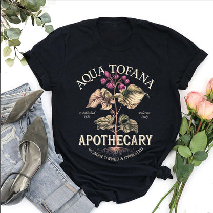 Aqua Tofana Funny Feminist T-Shirt – Vintage Apothecary Giulia Toffana Graphic Tee, Premium 100% Cotton Historical True Crime Top, Made in USA