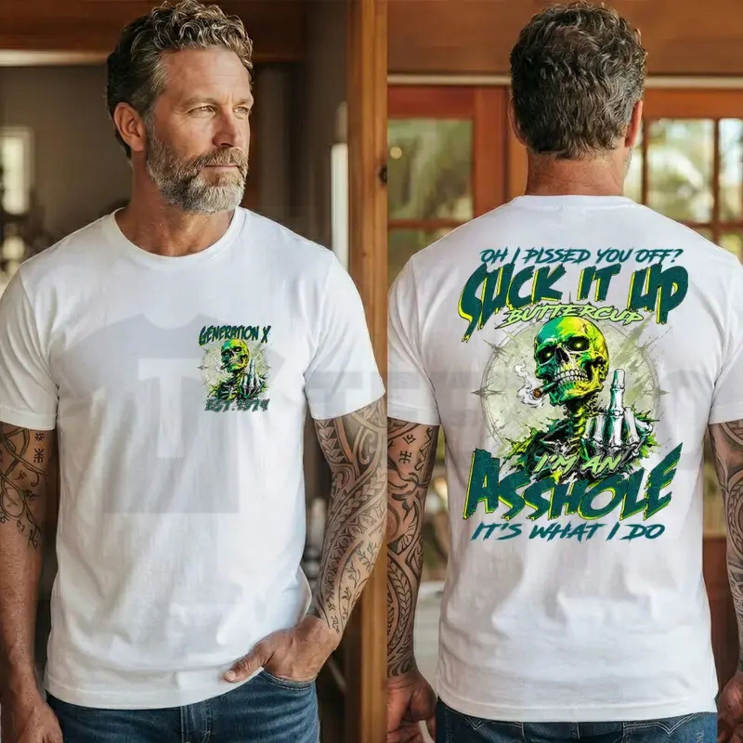 Personalized Gen X Skull Graphic Tee – Vintage 1965 to 1980 Shirt