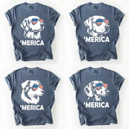 Patriotic Dog T-Shirt – Comfort Colors® 4th of July Golden Retriever Tee