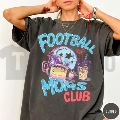 Football Moms Club Comfort Colors Shirt – Gameday Doodle Football Tee