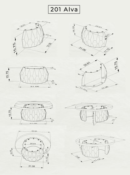 Coffee Table Base 201 Alva 15.8" H Contemporary Style Furniture