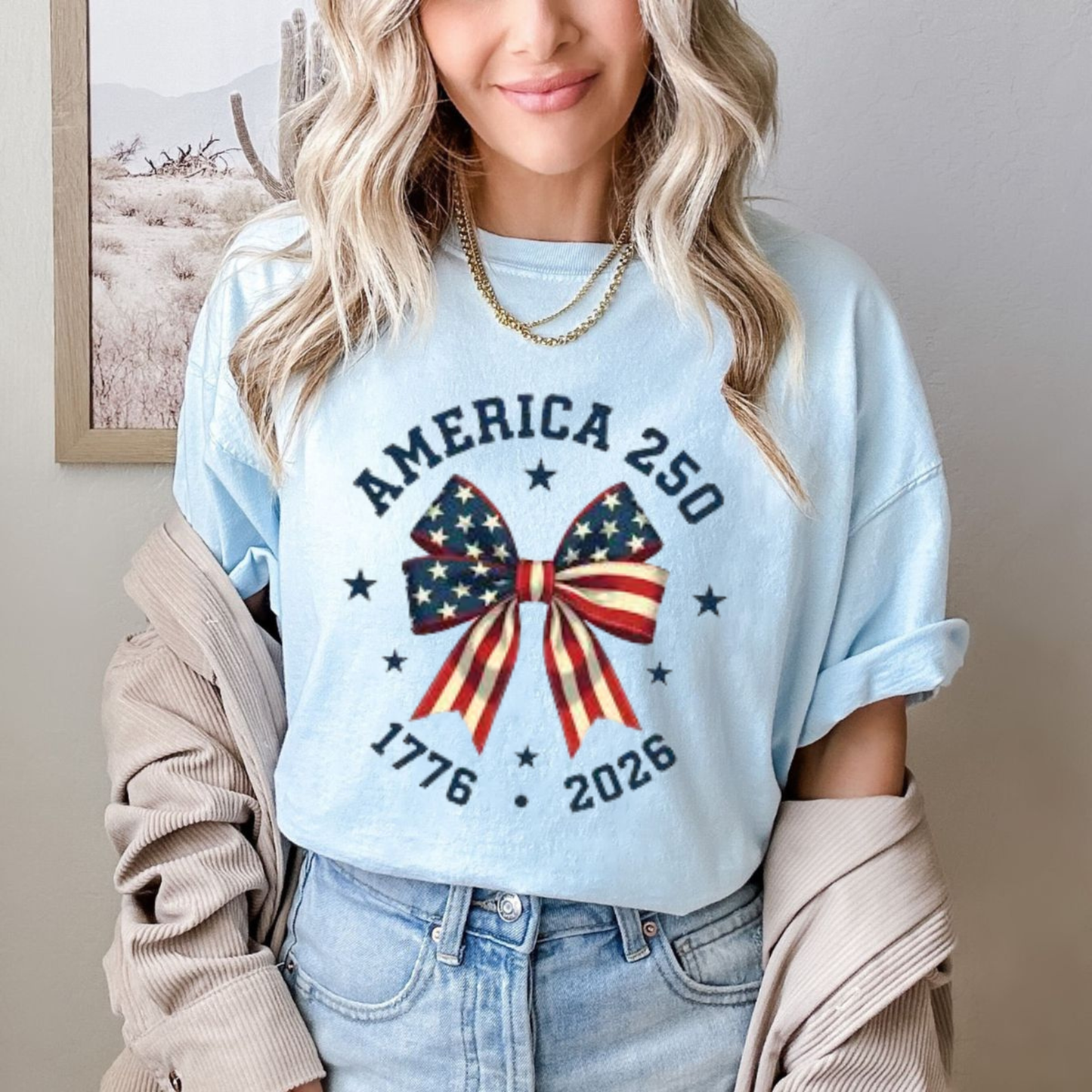 2026 America 250th Anniversary Bow T-Shirt - Dogmomhat
