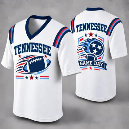Unisex Football Fan Jersey - White V-Neck Mesh Game Day Shirt (32 Teams)