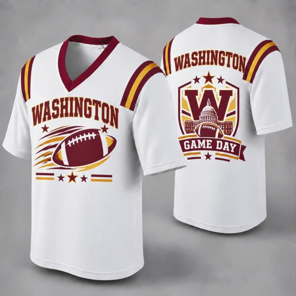 Unisex Football Fan Jersey - White V-Neck Mesh Game Day Shirt (32 Teams)