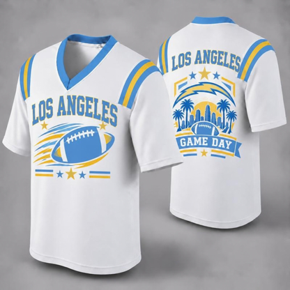 Unisex Football Fan Jersey - White V-Neck Mesh Game Day Shirt (32 Teams)