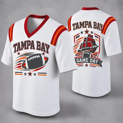 Unisex Football Fan Jersey - White V-Neck Mesh Game Day Shirt (32 Teams)
