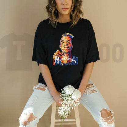Color Geometric Portrait Top – Macklemore Black Graphic Apparel