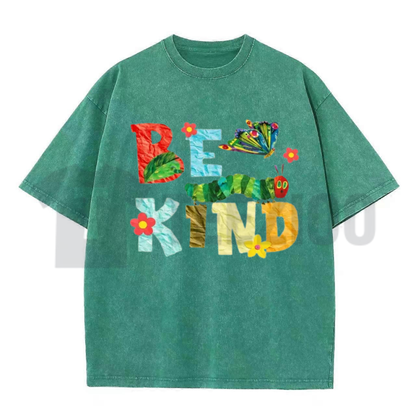 "Be Kind" Crumpled Color Paper Collage Shirt - Autumn Washed Tee