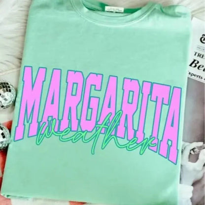Comfort Colors® Margarita Weather Distressed T-Shirt – Trendy Summer Vacation Graphic Tee, Retro Beach Party Drink Shirt for Men & Women