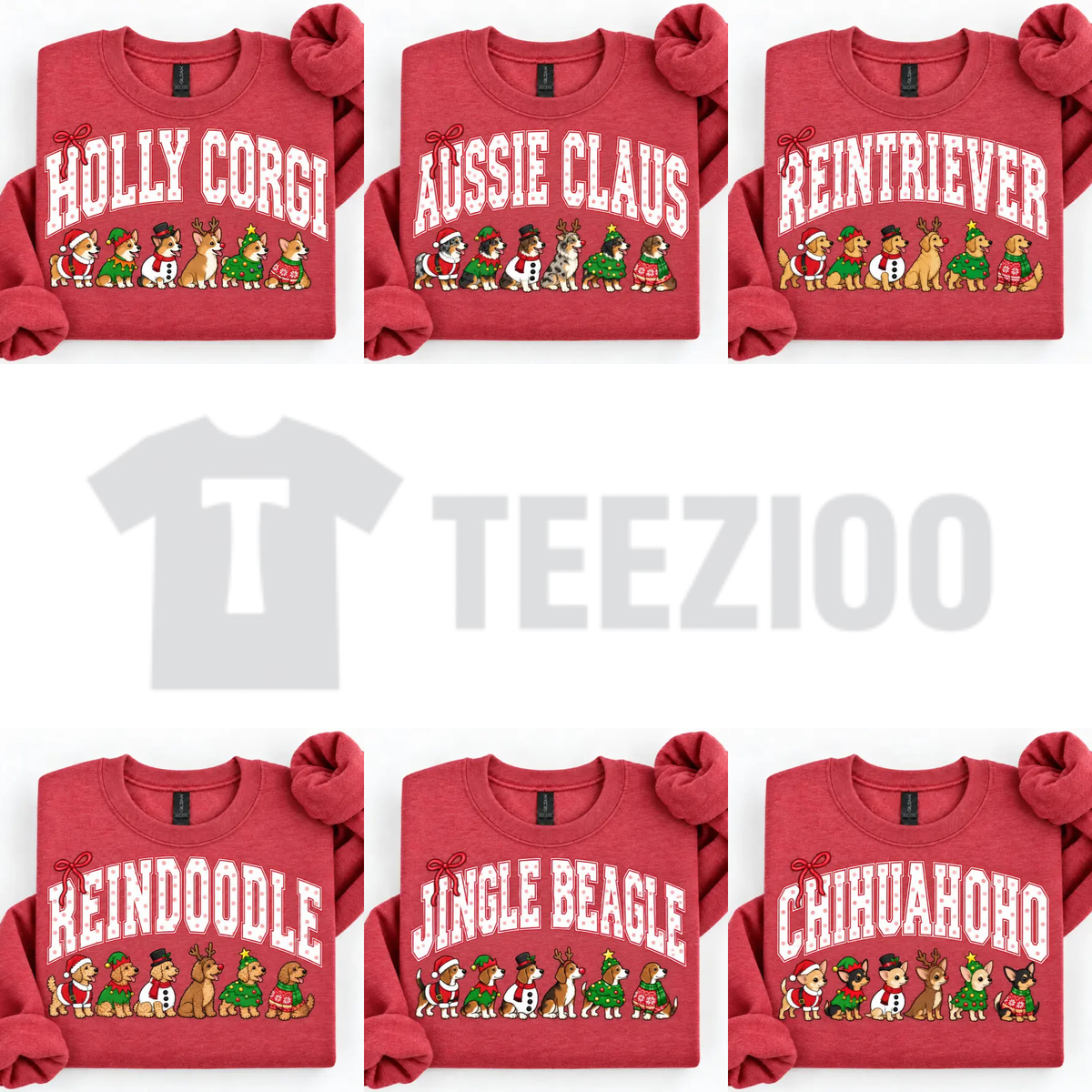 Merry Dogmas Holly Christmas Dog Sweatshirt - Vintage Santa Dog Lover Crewneck